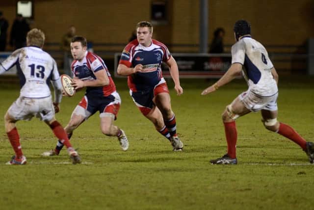 RELEASED: Tomas Francis, second right, in action for Doncaster Knights against his future club London Scottish back in 2013. Picture: Liz Mockler