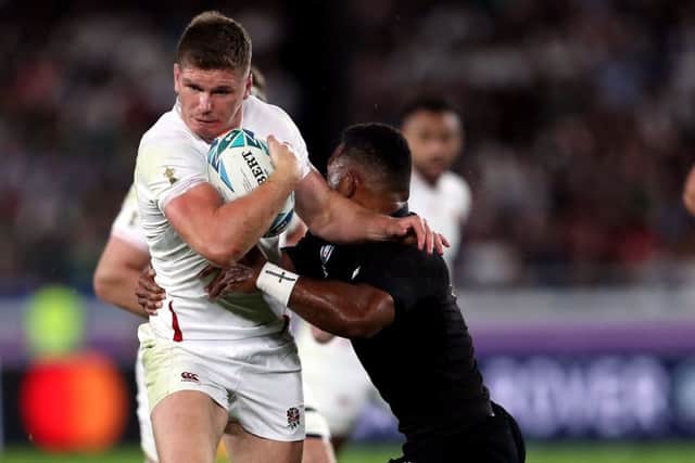 England's Owen Farrell is tackled by New Zealand's Sevu Reece  (Picture: PA)