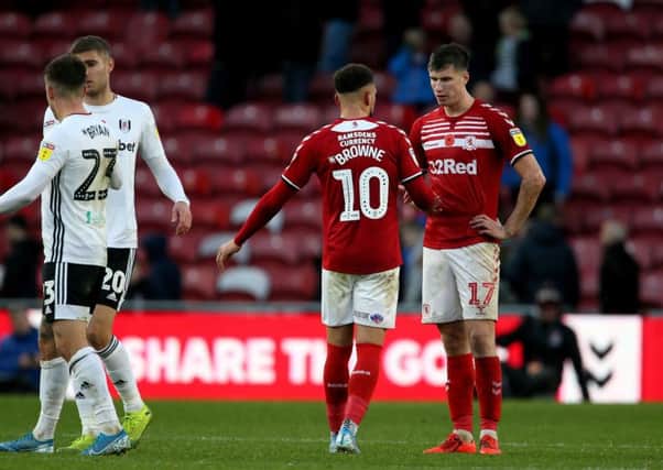 Middlesbrough's Marcus Browne and Middlesbrough's Paddy McNair after the match.