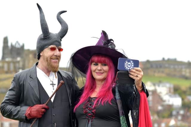 Taking a selfie at the Whitby Goth Festival