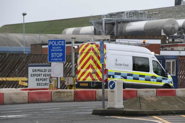 A van from the Border Force enters the Port of Tilbury, Essex, after the bodies of 39 people were found inside a lorry in nearby Grays on Wednesday.