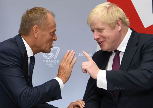 Euopean Council president Donald Tusk (left) and Boris Johnson (right) earlier this year.