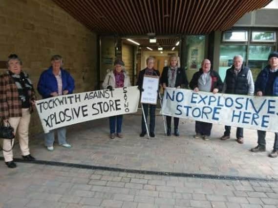 Residents of Tockwith protested outside the meeting, where plans were passed for a site where explosive materials will be stored.