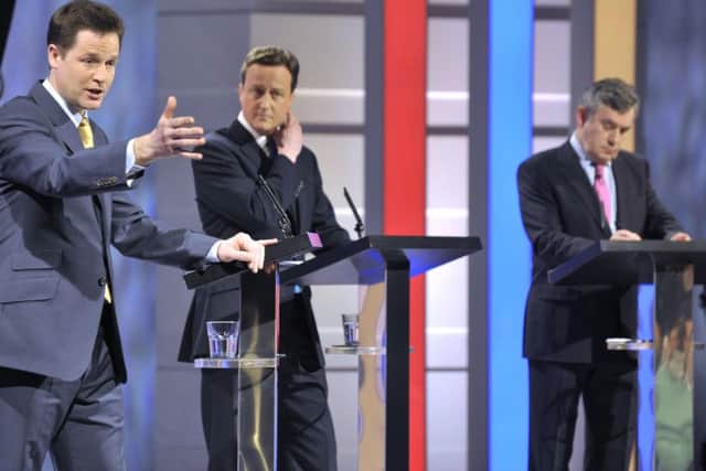 Nick Clegg, David Cameron and Gordon Brown took part in groundbreaking debates in the 2010 election.