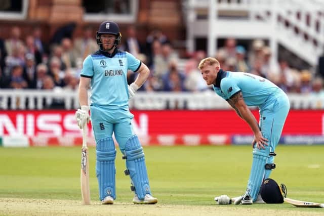 England ODI and T20 captain, Eoin Morgan (left) and Ben Stokes in this summer;s World Cup final. Picture: John Walton/PA