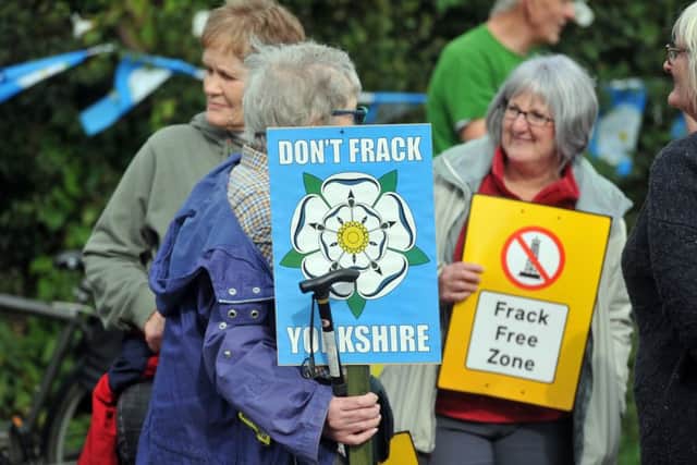 Protestors at the entrance to Third Energy's fracking site in Kirby Misperton near Malton in September 2017. Picture Tony Johnson.