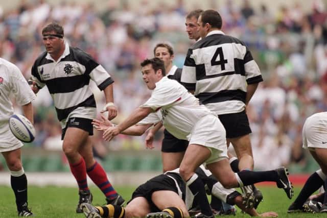 HIGH TIME: Martyn Wood in action for England against the Barbarians in May 2001 Picture: Craig Prentis /Allsport/Getty