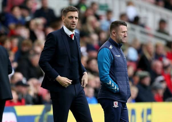 Middlesbrough manager Jonathan Woodgate (left) and assistant Robbie Keane. Picture: Richard Sellers/PA