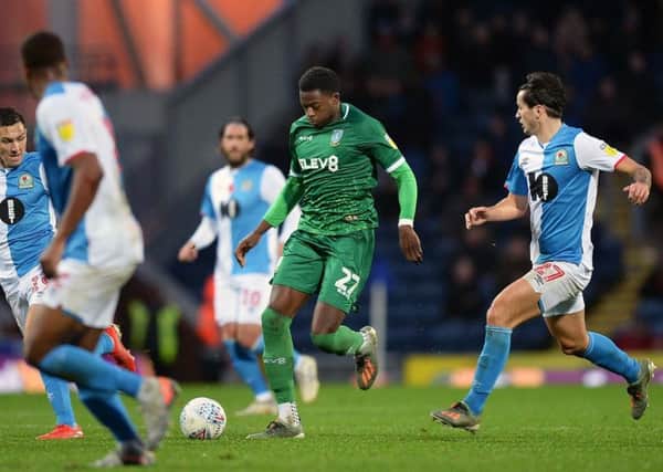 Sheffield Wednesday defender Dominic Iorfa runs at the Blackburn Rovers defence. Picture: Steve Ellis