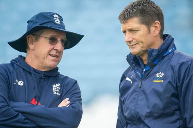Martyn Moxon, left, pictured with former England head coach, Trevor Bayliss. Picture by Allan McKenzie/SWpix.com