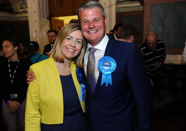 Tory MP Stuart Andrew narrowly held onto his Pudsey seat in the 2017 election - he is pictured with Morley and Outwood MP Andrea Jenkyns.