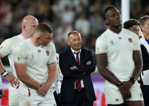 Eddie Jones, the England head coach, looks on after their defeat in the World Cup final.  (Photo by David Rogers/Getty Images)