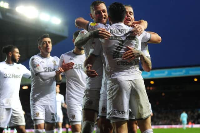 Leeds United's Jack Harrison is mobbed by team-mates (Picture: Simon Hulme)