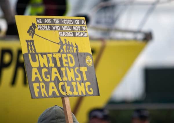 An anti-fracking protest sign.