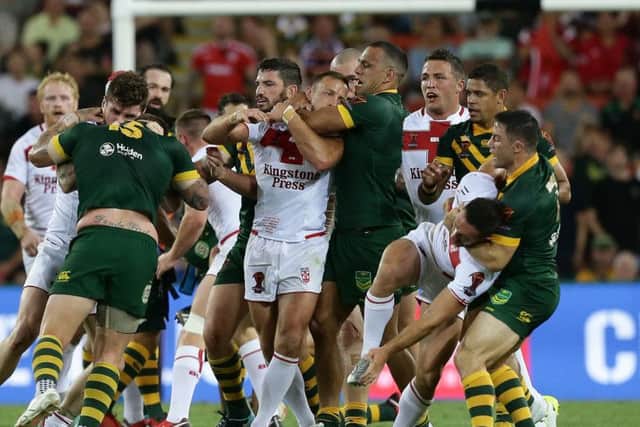 Things boil over in the 2017 World Cup final between England and Australia in Brisbane. They meet again in the UK next year. (SWPIX)