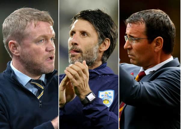 Hull City's Grant McCann, Huddersfield Town's Danny Cowley and Bradford City's Gary Bowyer