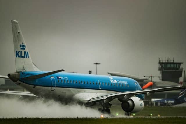 KLM jet at Leeds Bradford Airport
