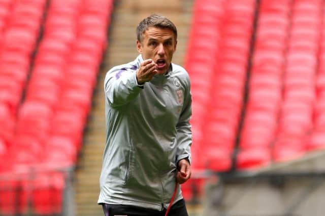 England Lionesses manager Phil Neville during the training session at Wembley Stadium, London. (Picture: Steven Paston/PA Wire)