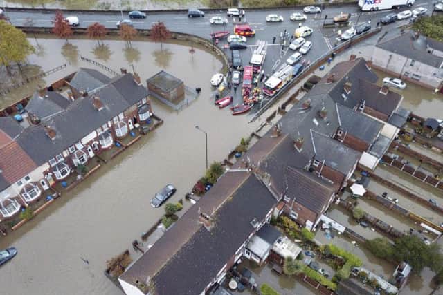 Footage shows the extent of the flooding in Doncaster. Credit: SWNS