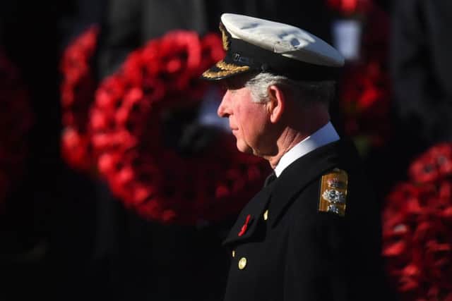 The Prince of Wales during the Remembrance Sunday service at the Cenotaph memorial in Whitehall.Photo: Victoria Jones/PA Wire