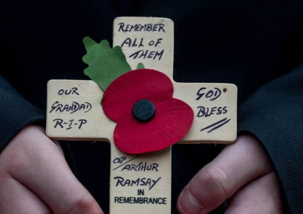 A tribute at a Remembrance Sunday service in Leeds.
