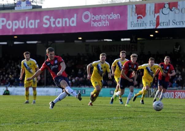 Paying the penalty: Andy Bonds saved spot kick proved crucial as York City lost their FA Cup tie against Altrincham. (Picture: Tony Johnson)