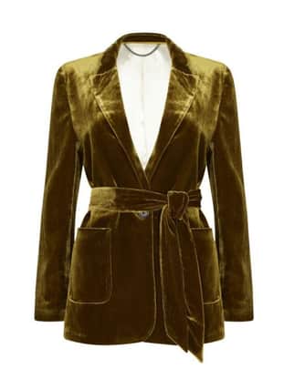 Velvet belted blazer in Olive, £89, Marks & Spencer.