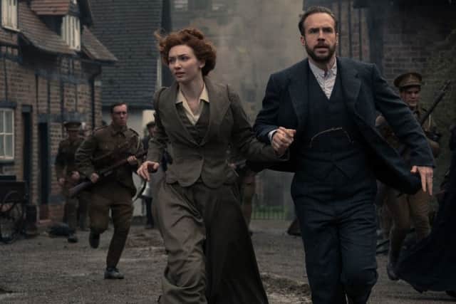 Eleanor Tomlinson as Amy and Rafe Spall as George in The War of the Worlds. Picture: PA Photo/BBC/Mammoth Screen/Matt Squire.