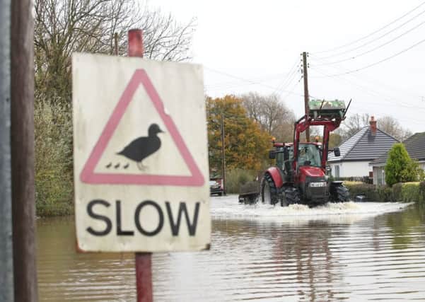 A makeshift road sign in Fishlake after Boris Johnson convened an emergency meeting of Ministers to discuss the South Yorkshire floods.