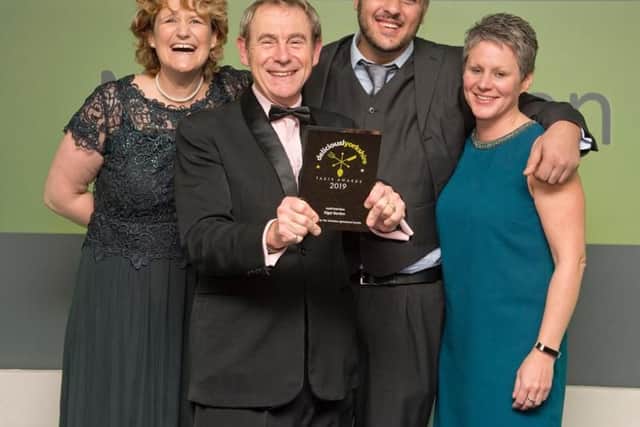 Yorkshire Food Hero winner Nigel Barden celebrates with his award