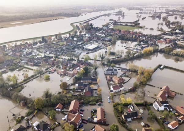 An aerial picture of Fishlake at the height of this month's floods.