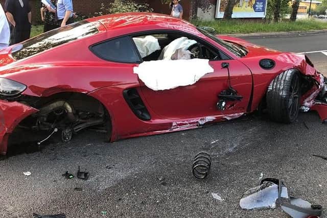 The driver of the Porsche, 27-year-old Henry Hibbs, from Middlefield, Nottinghamshire suffered minor injuries.