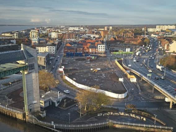 Drone footage of the development site for the Arco head office and multi-storey car park in Hulls Fruit Market Picture: Meehan Media
