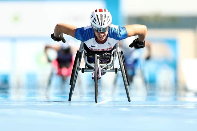 Catch me if you can: Hannah Cockroft races towards another T34 800m world title.