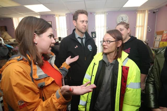 Lib Dem leader Jo Swinson (left) met flooding victims in the Don Valley last week.