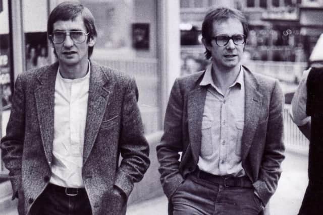 Barry Hines and Ken Loach in Sheffield, October 1981. Picture by Ian Soutar.