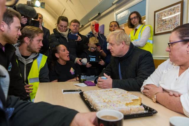 Boris Johnson looked uneasy meeting South Yorkshire flooding victims.