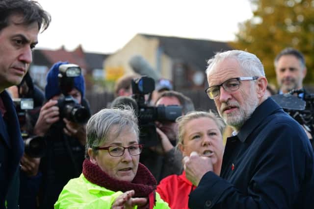 Labour leader Jeremy Corbyn was more at ease when he met flooding victims.