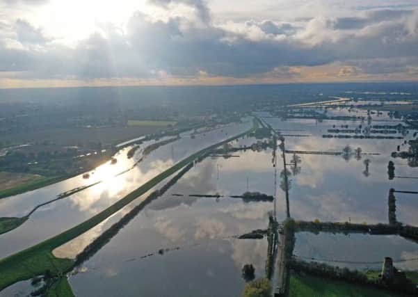 An aerial photo of the flooding devastation in South Yorkshire.
