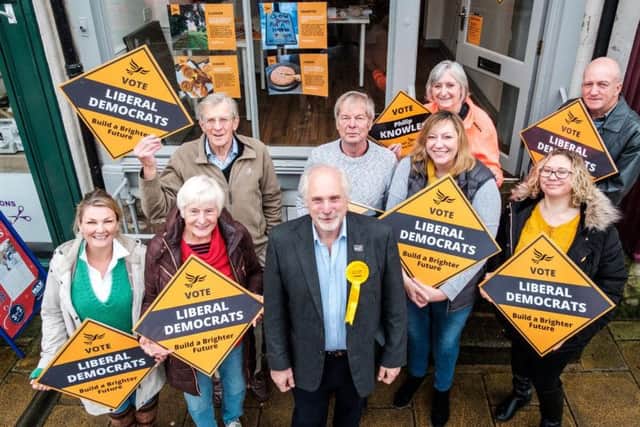 Liberal Democrat Parliamentary Candidate for Richmond, Philip Knowles, with supporters. Photo: Photo: Guy Carpenter/Gullwing Photography
