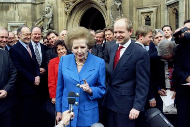 Margaret Thatcher was Prime Minister when TV cameras were first allowed into the House of Commons 30 years ago. She is pictured endorsing William Hague in the 1997 Tory leadership election.