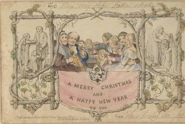 The first Christmas card is on display at the Dickens Museum in London