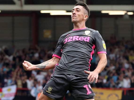 Pablo Hernandez celebrates his goal for Leeds United on the opening weekend of the season at Bristol City.