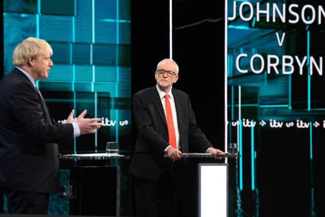 Boris Johnson and Jeremy Corbyn in the studio prior to tonight's election head-to-head debate on ITV. Photo: ITV/PA Wire
