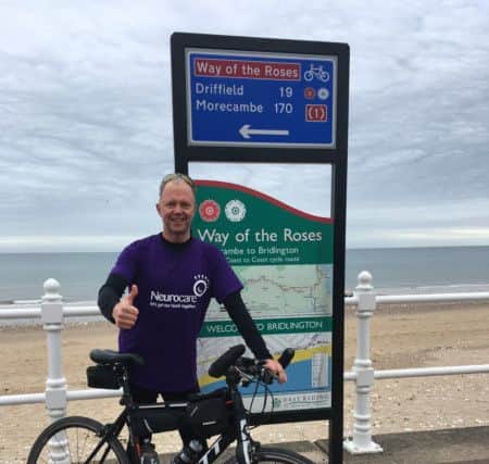 Chris Bexon who cycled from Coast to Coast after a massive tumour was removed from his brain