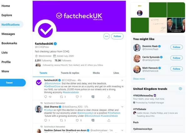 The Tory party's rebranded Twitter page during the ITV leaders' debate.