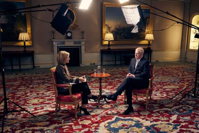 The Duke of York during his interview with Newsnight's Emily Maitlis.