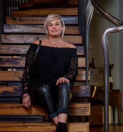 Cath wears: Off shoulder top, £60, Designer Remix; leather trousers, £60, Designer Remix; boots, £80, Aquazzura; cross body bag, £250, Isabel Marant, all pre-owned and for sale at The Pod.
 
Picture James Hardisty at Hotel Du Vin Harrogate.