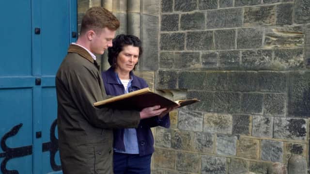 Claire and Archie Watts visiting Leeds prison where Ernest Brown was hanged. Picture: Chalkboard TV - Photographer: Chalkboard TV