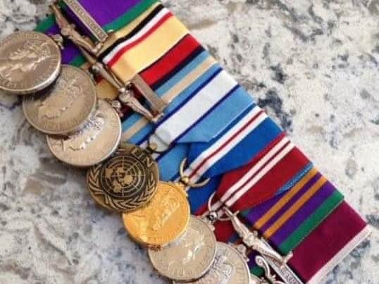 The medals awarded to Doncaster father-of-three and former Regimental Sergeant Major Lee Earnshaw when he served tours in Iraq, Afghanistan, Cyprus and Northern Ireland.